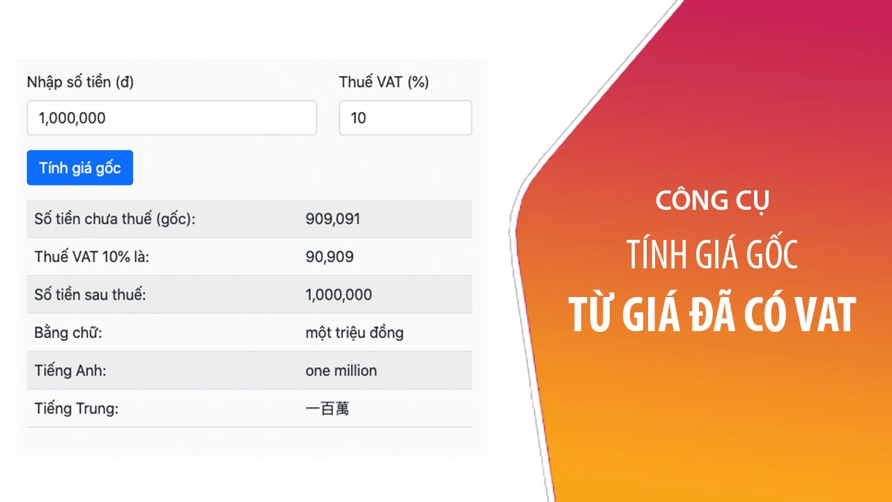 Công thức tính thuế vat ngược