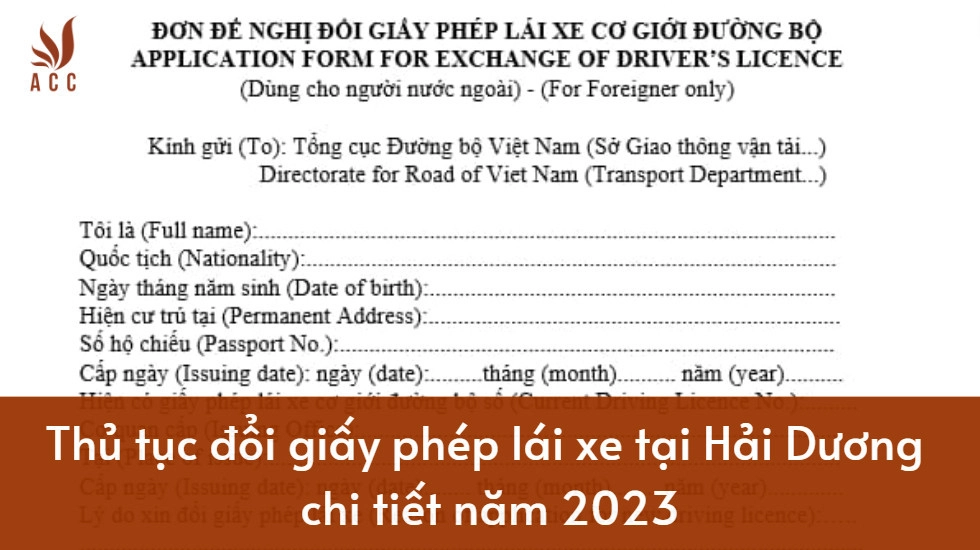Thủ tục đổi giấy phép lái xe tại Hải Dương chi tiết năm 2023