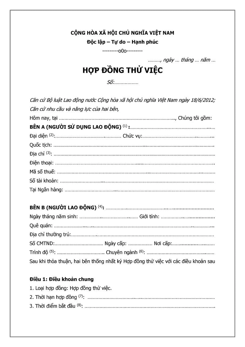 Hợp đồng thử việc và hợp đồng chính thức