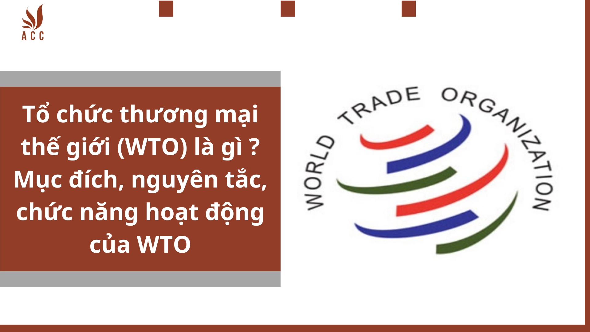 Tổ chức thương mại thế giới (WTO) là gì ? Mục đích, nguyên tắc, chức năng hoạt động của WTO