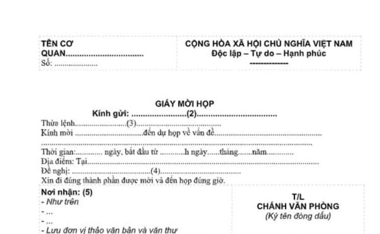 Mẫu thư mời lên làm việc của Công an