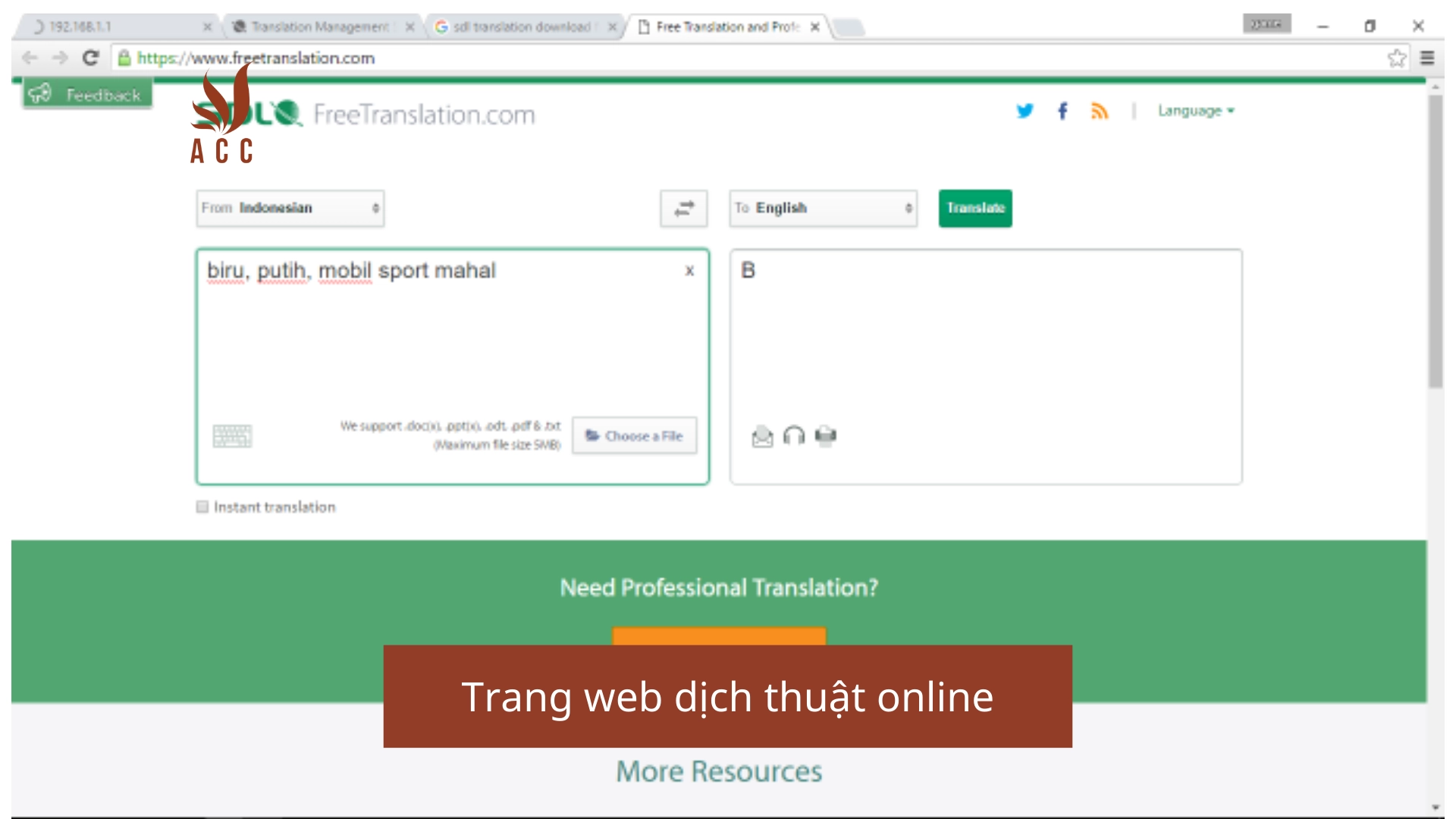 Trang web dịch thuật online