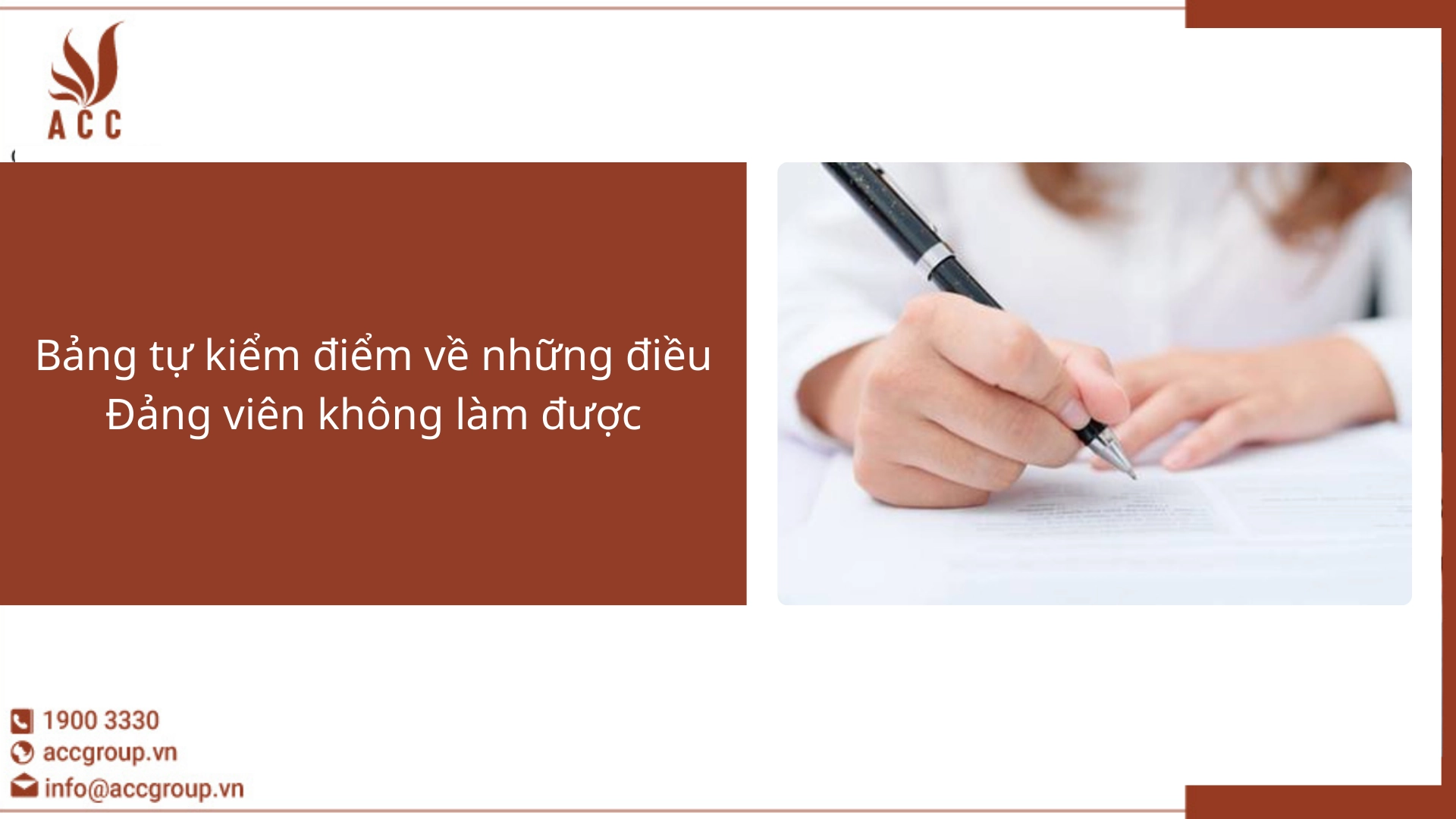 Bảng tự kiểm điểm về những điều Đảng viên không làm được