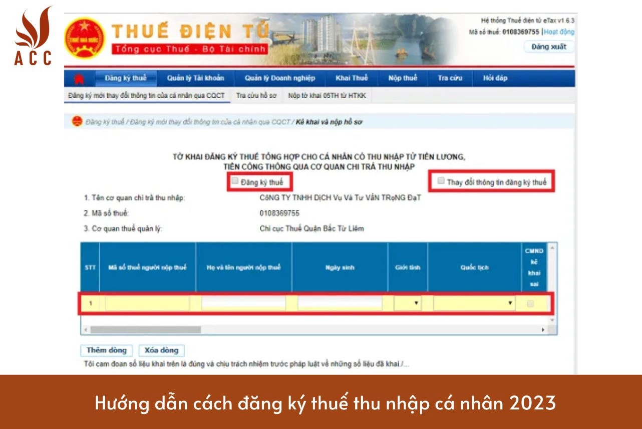 Hướng dẫn cách đăng ký thuế thu nhập cá nhân 2023