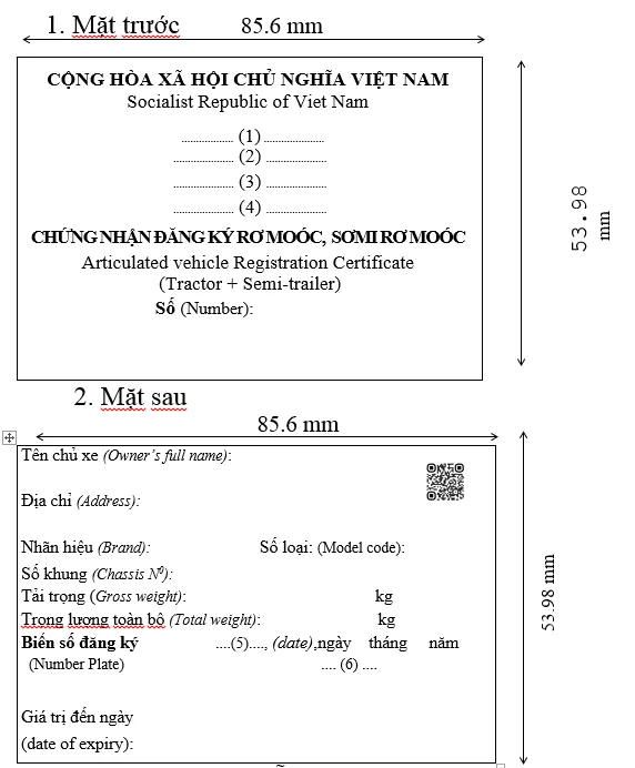 Giấy chứng nhận đăng ký rơ moóc, sơ mi rơ  moóc (Mẫu ĐKX03)