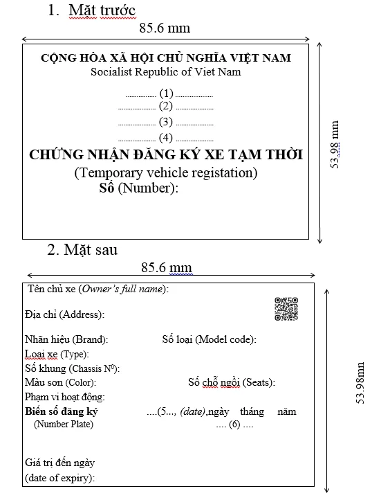 Giấy chứng nhận đăng ký xe tạm thời (Mẫu ĐKX05)