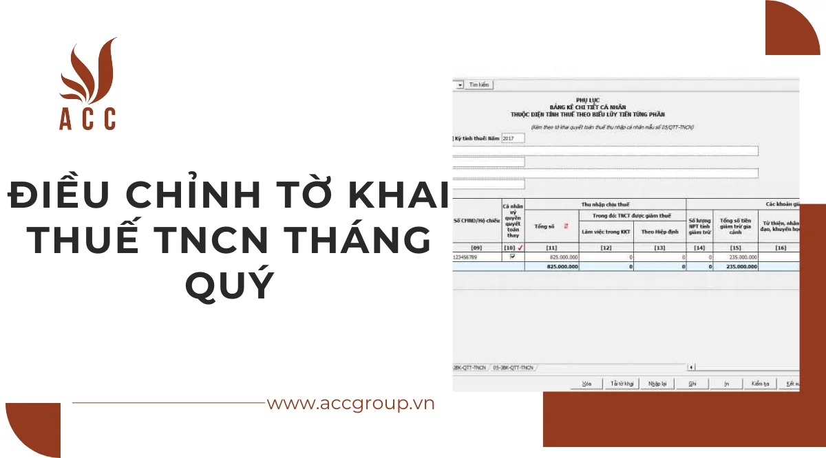 Điều chỉnh tờ khai thuế TNCN tháng quý