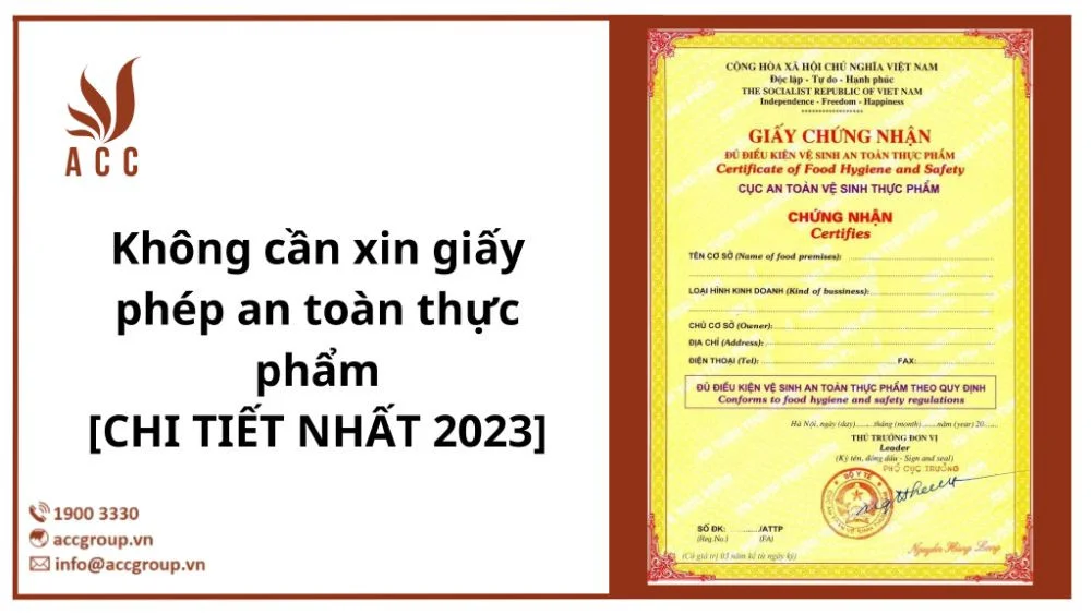 không cần xin giấy phép an toàn thực phẩm