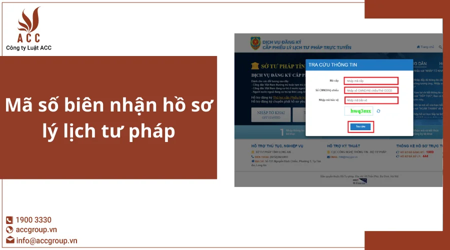 Mã số biên nhận hồ sơ lý lịch tư pháp