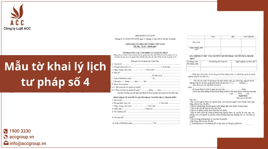 Mẫu tờ khai lý lịch tư pháp số 4