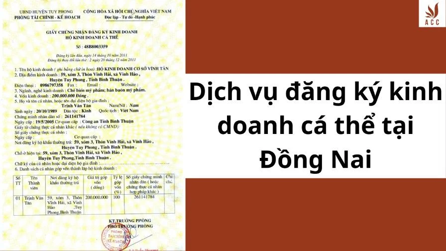 Dịch vụ Đăng ký hộ kinh doanh cá thể ở Đồng Nai 