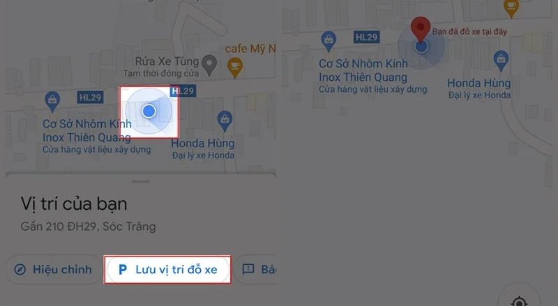 Cách tìm vị trí đỗ xe đã lưu trên google map