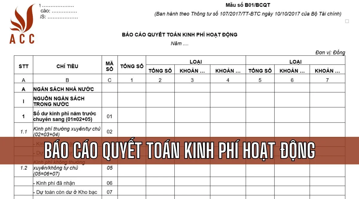 Báo cáo quyết toán kinh phí hoạt động