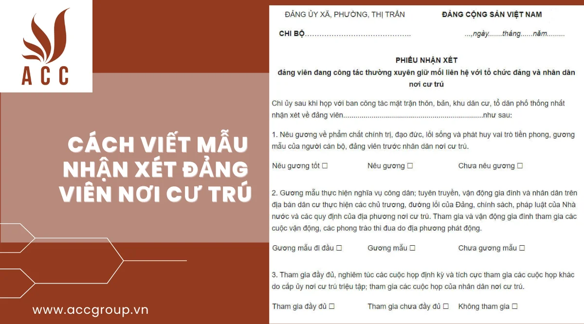 Cách viết mẫu nhận xét Đảng viên nơi cư trú