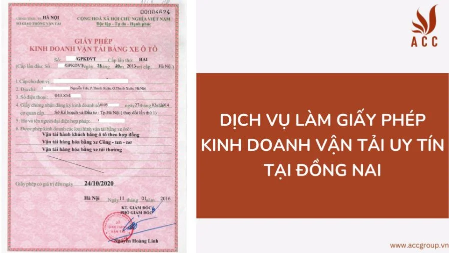 Dịch vụ làm giấy phép kinh doanh vận tải uy tín tại Đồng Nai