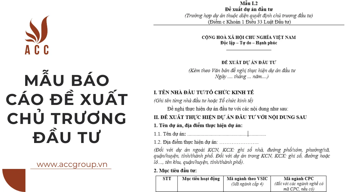 Mẫu báo cáo đề xuất chủ trương đầu tư