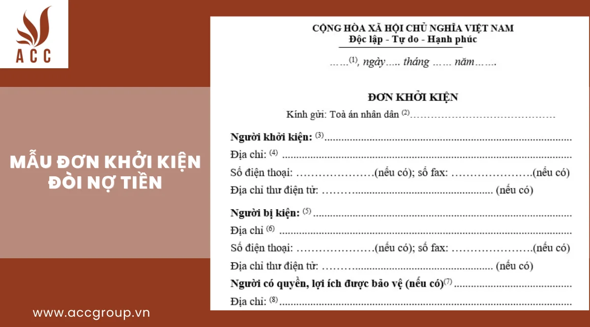 Mẫu đơn khởi kiện đòi nợ tiền