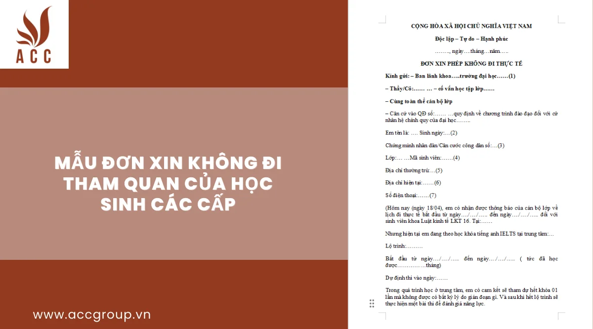 Mẫu đơn xin không đi tham quan của học sinh các cấp