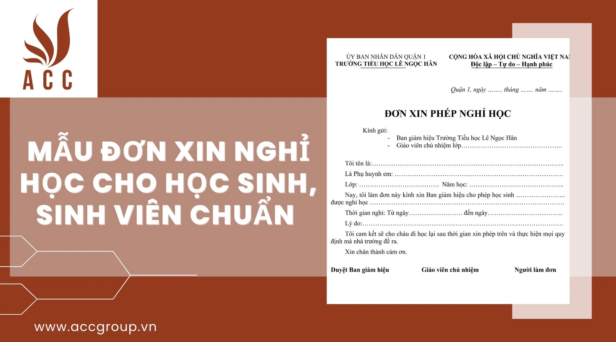 Mẫu đơn xin nghỉ học cho học sinh, sinh viên chuẩn