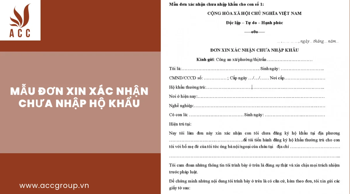 Mẫu đơn xin xác nhận chưa nhập hộ khẩu