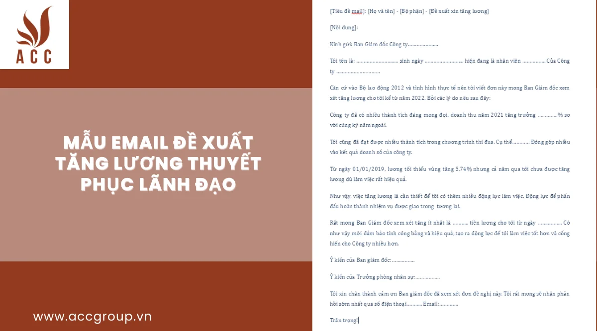 Mẫu email đề xuất tăng lương thuyết phục lãnh đạo