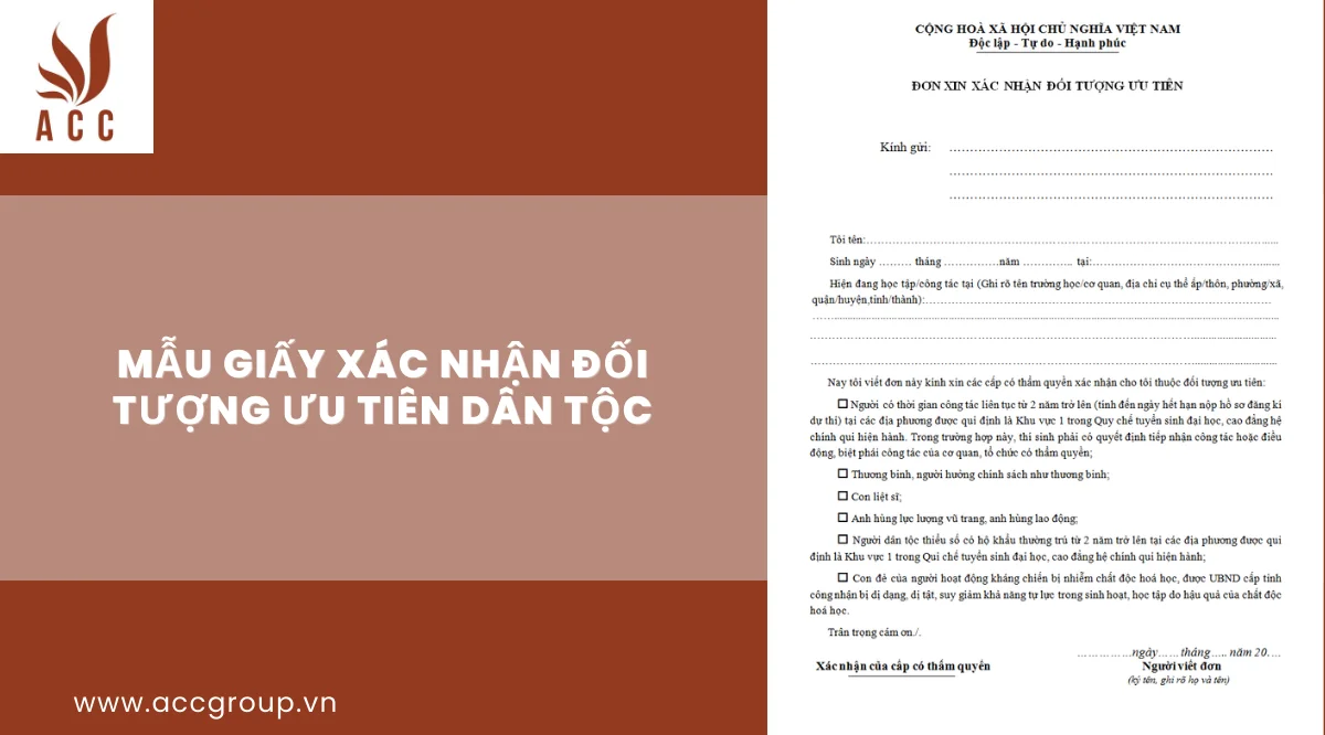 Mẫu giấy xác nhận đối tượng ưu tiên dân tộc