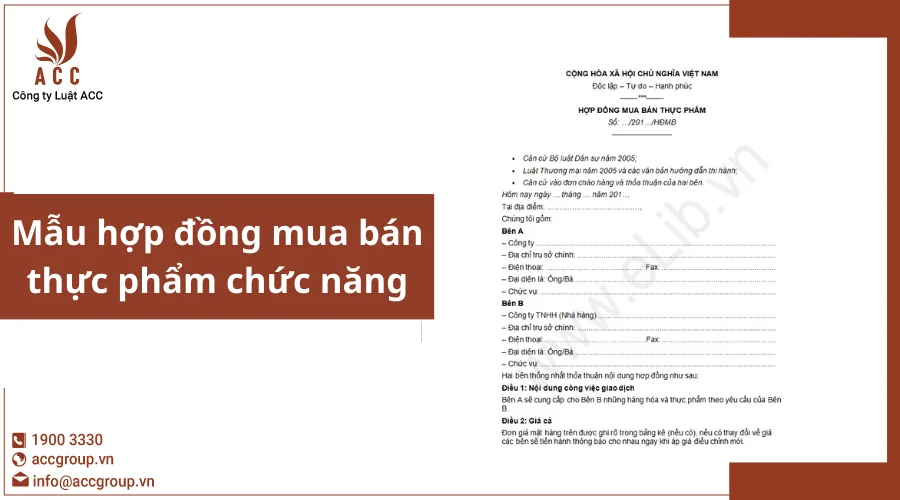 Mẫu hợp đồng mua bán thực phẩm chức năng