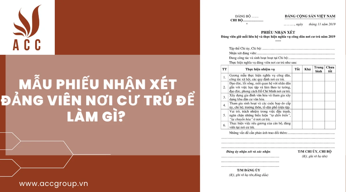 Mẫu phiếu nhận xét Đảng viên nơi cư trú để làm gì?