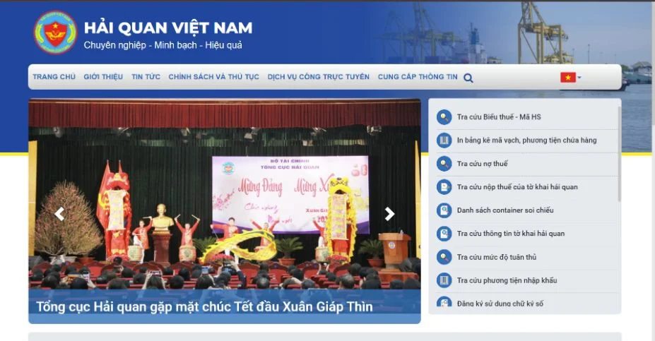 Trang thông tin điện tử của Hải quan Việt Nam