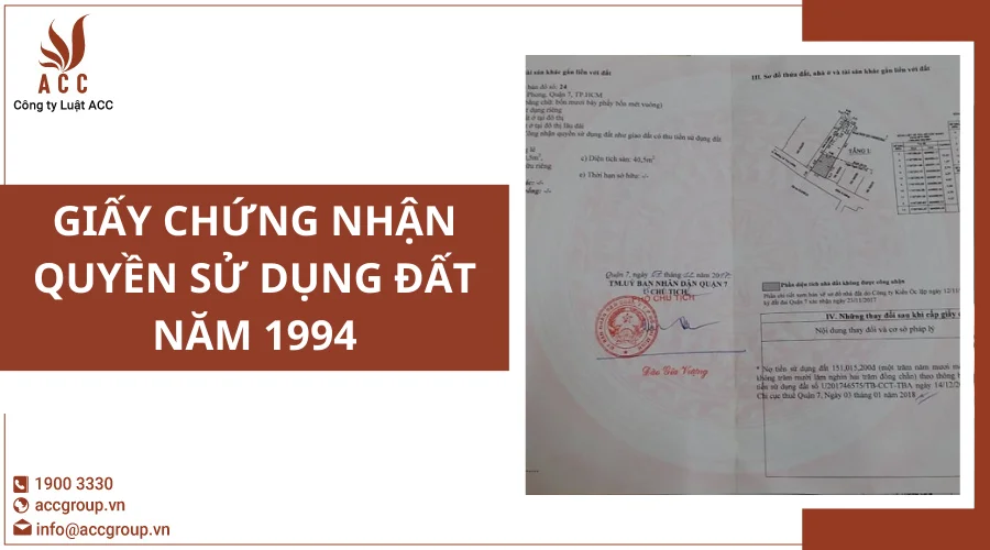 Giấy chứng nhận quyền sử dụng đất năm 1994