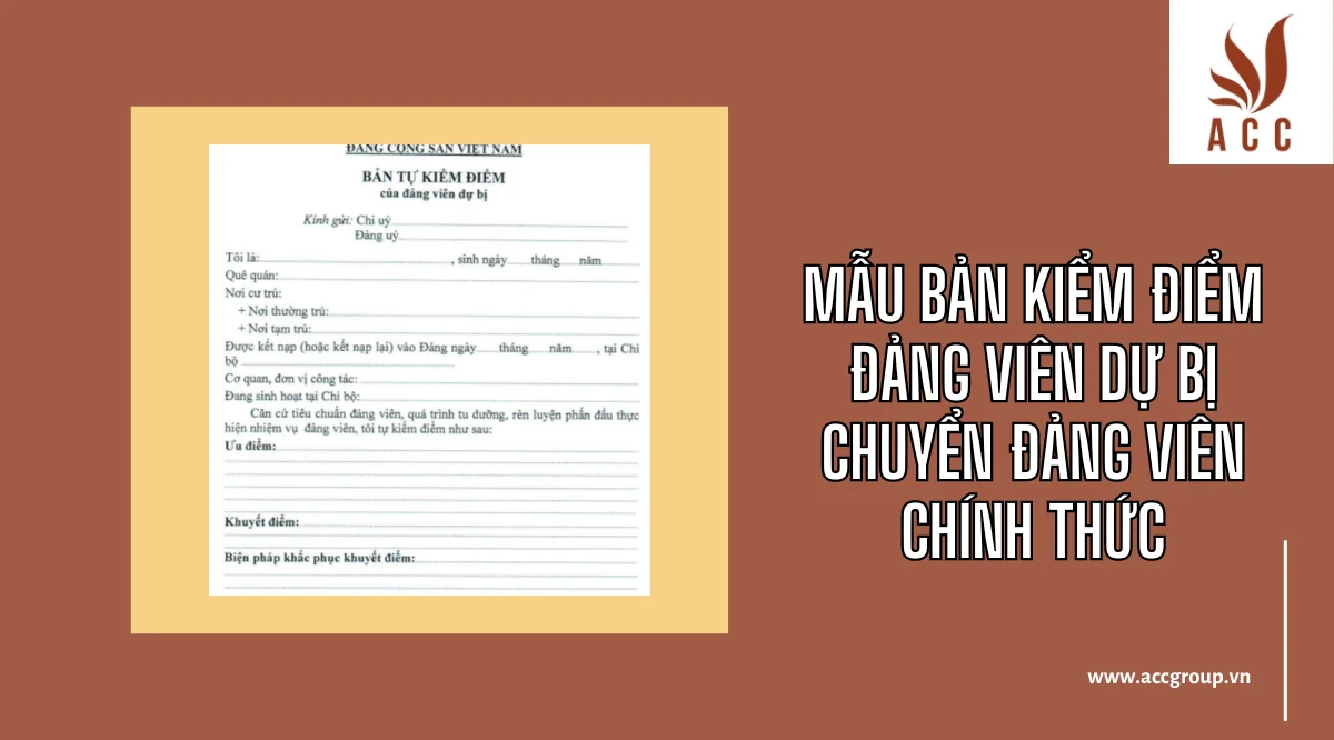 Mẫu bản kiểm điểm Đảng viên dự bị chuyển Đảng viên chính thức