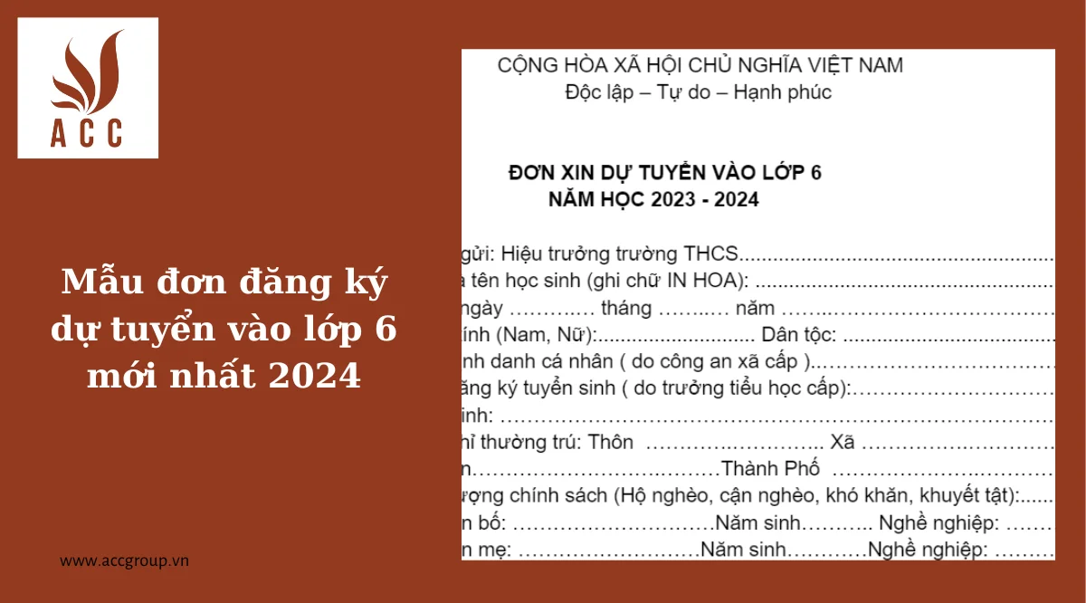 Mẫu đơn đăng ký dự tuyển vào lớp 6 mới nhất 2024