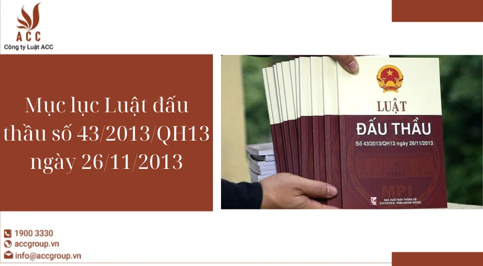 Mục lục Luật đấu thầu số 43/2013/QH13 ngày 26/11/2013