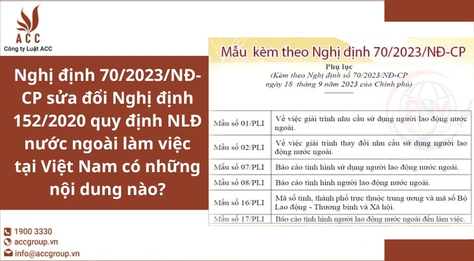 Nghị định 70/2023/NĐ-CP sửa đổi Nghị định 152/2020 quy định NLĐ nước ngoài làm việc tại Việt Nam có những nội dung nào?