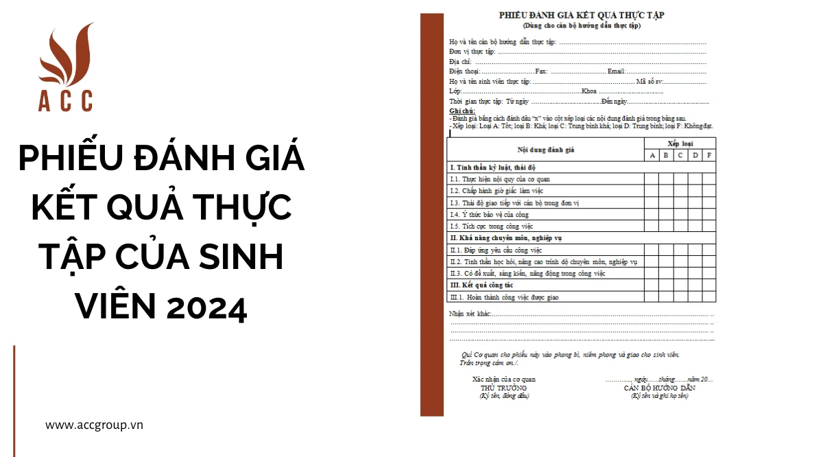 Phiếu đánh giá kết quả thực tập của sinh viên 2024