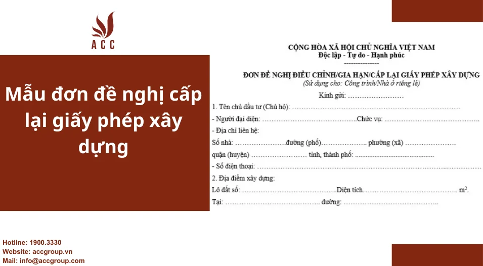 Mẫu đơn đề nghị cấp lại giấy phép xây dựng