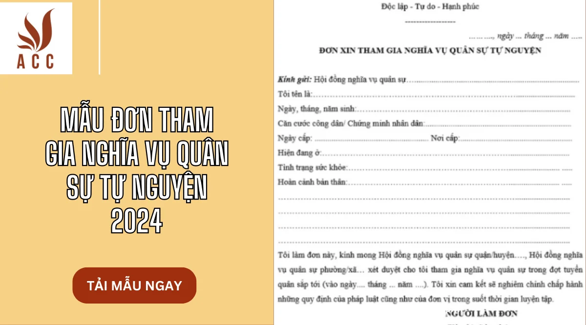 Mẫu đơn tham gia nghĩa vụ quân sự tự nguyện 2024