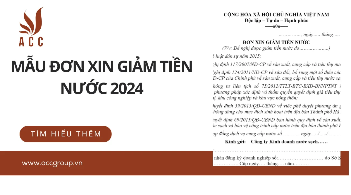 Mẫu đơn xin giảm tiền nước 2024