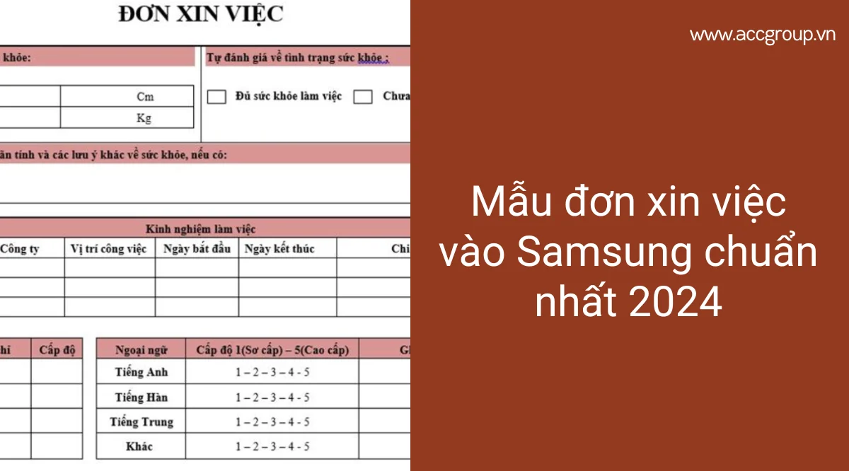 Mẫu đơn xin việc vào Samsung chuẩn nhất 2024