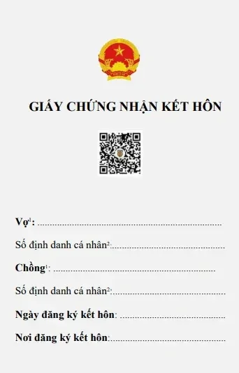 Mẫu giấy chứng nhận kết hôn bản điện tử