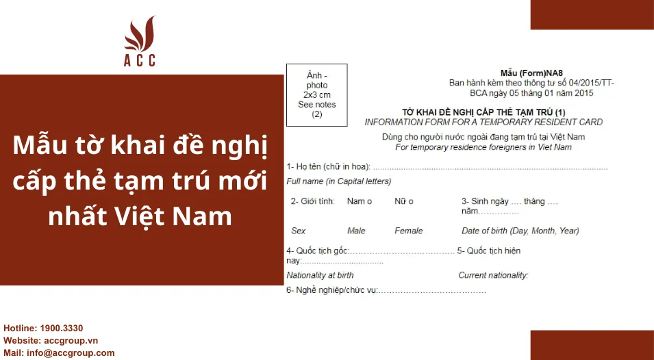 Mẫu tờ khai đề nghị cấp thẻ tạm trú mới nhất Việt Nam