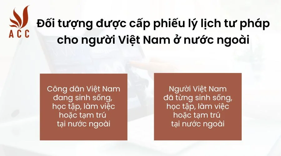 Đối tượng được cấp phiếu lý lịch tư pháp cho người Việt Nam ở nước ngoài