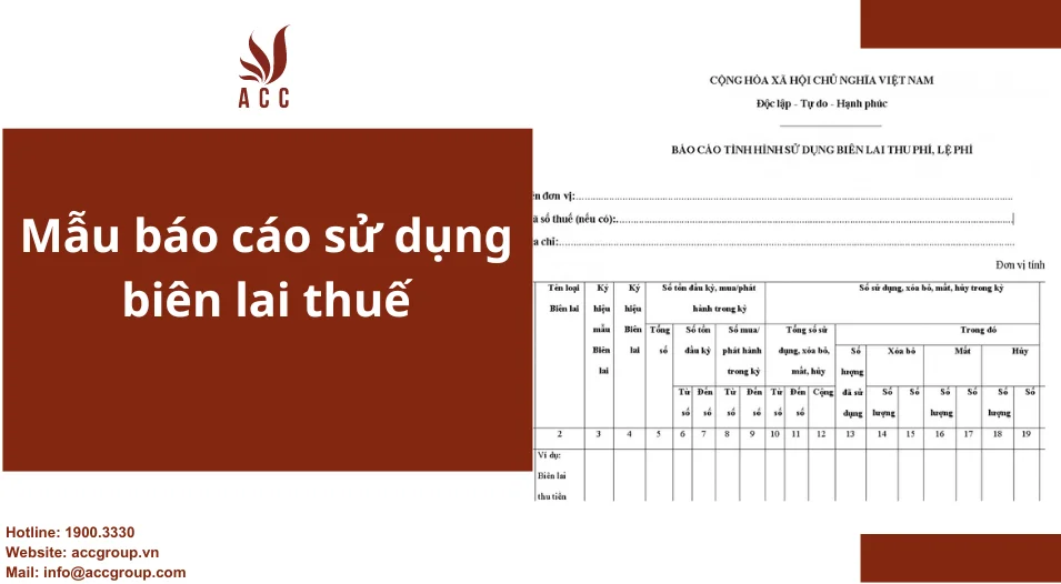 Mẫu báo cáo sử dụng biên lai thuế