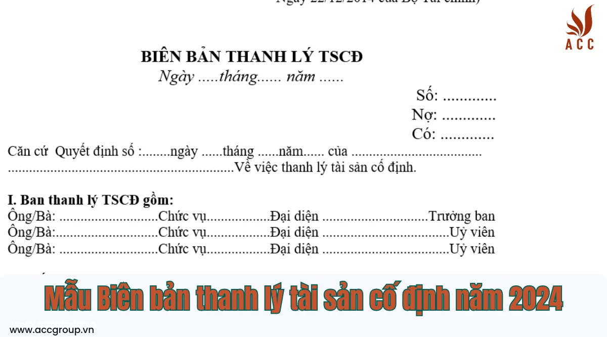 Mẫu Biên bản thanh lý tài sản cố định năm 2024