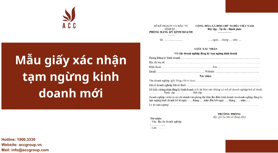 Mẫu giấy xác nhận tạm ngừng kinh doanh mới