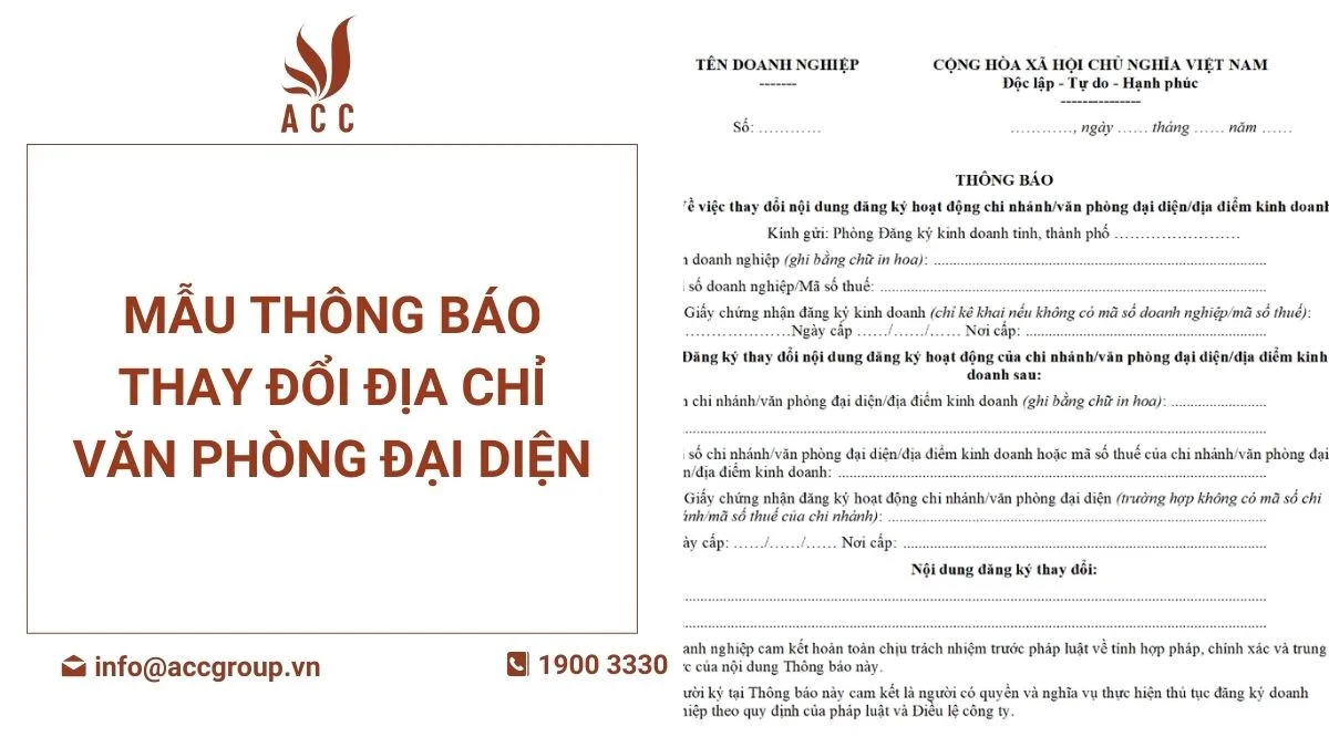 thông báo thay đổi địa chỉ văn phòng đại diện