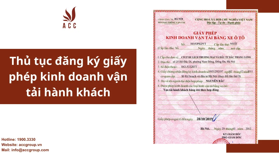 Thủ tục đăng ký giấy phép kinh doanh vận tải hành khách