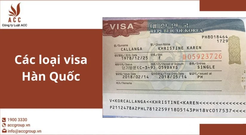 Các loại visa Hàn Quốc