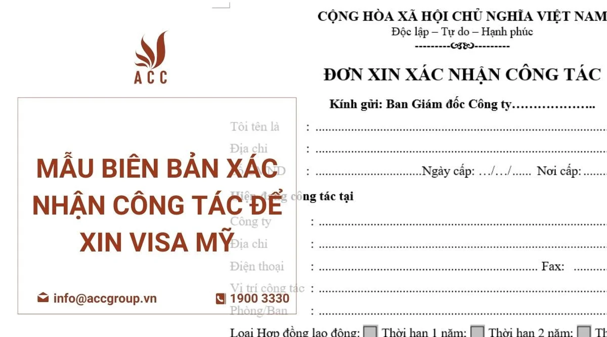 Mẫu biên bản xác nhận công tác để xin visa Mỹ