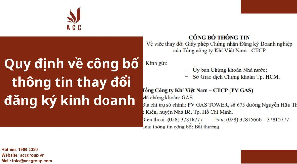 Quy định về công bố thông tin thay đổi đăng ký kinh doanh